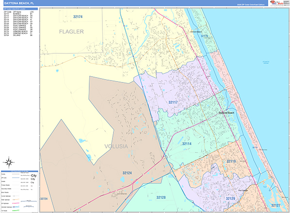 Daytona Beach City Map Book Color Cast Style